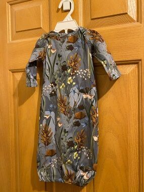 Blue Floral Kids Sleep Sack - Soft Long Sleeve Pajama Gown